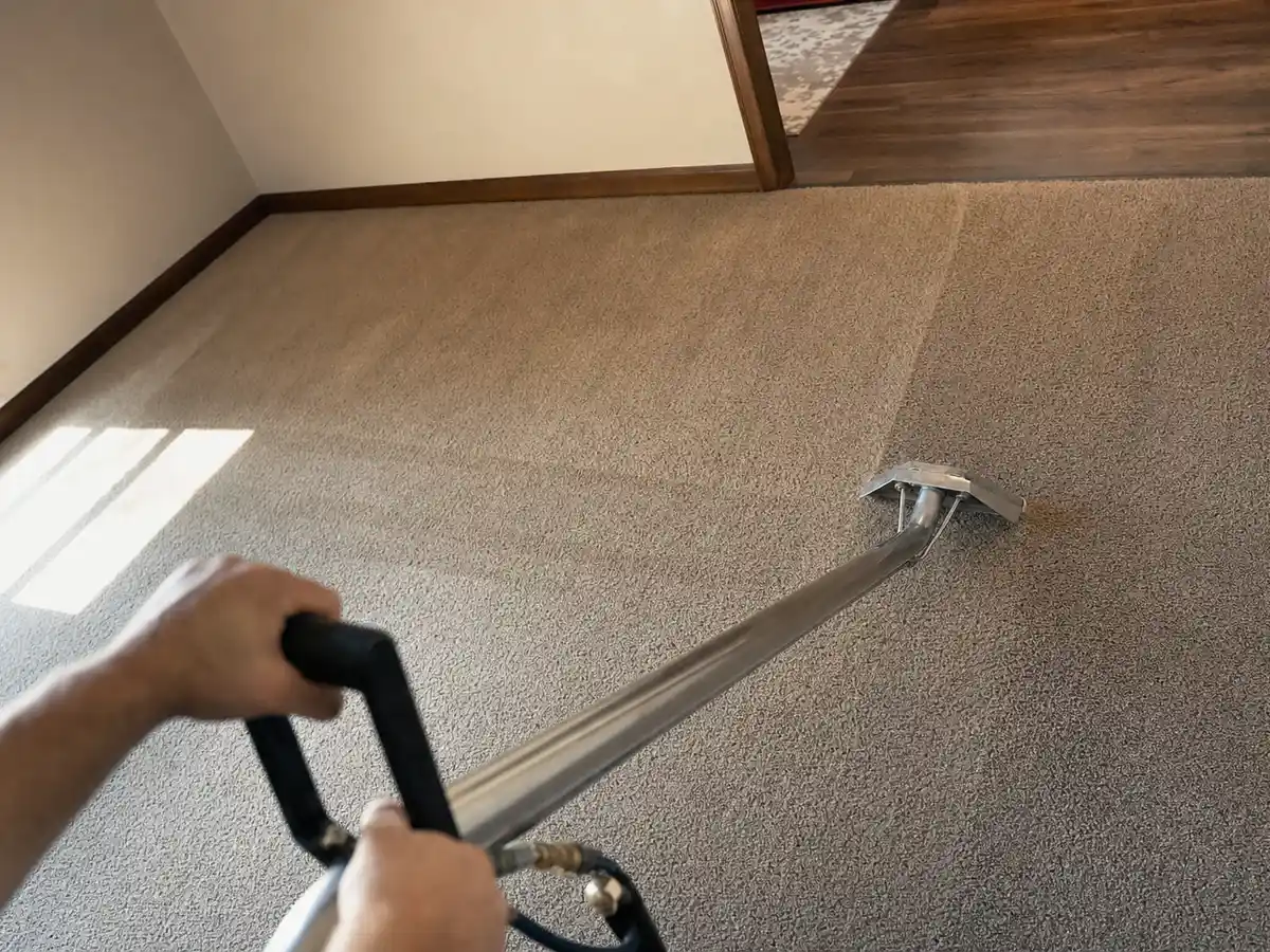 carpet cleaning technician on the job in Burbank, CA